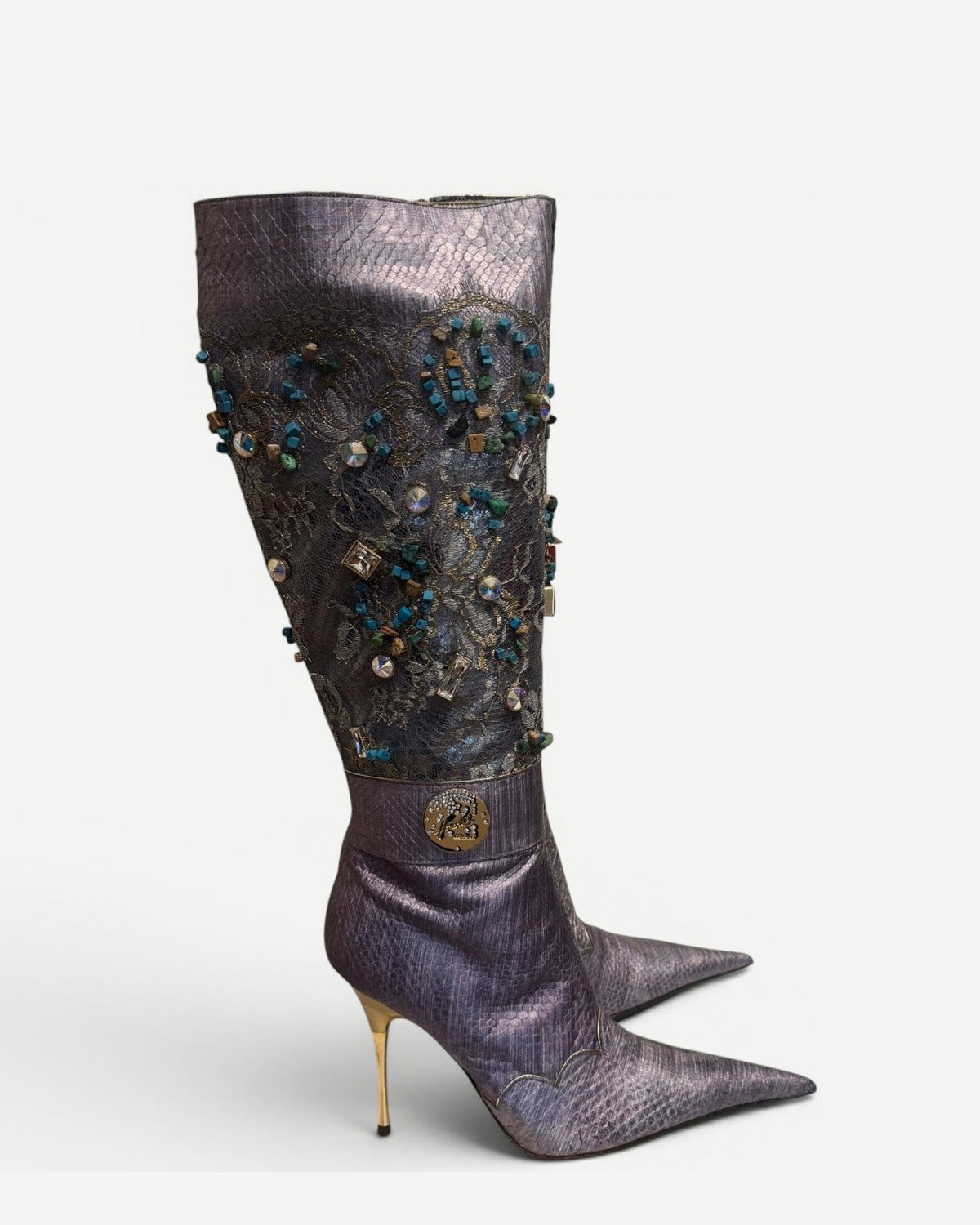 Hamlet Couture 2000s Handmade Embellished Python Boots