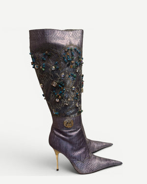 Hamlet Couture 2000s Handmade Embellished Python Boots