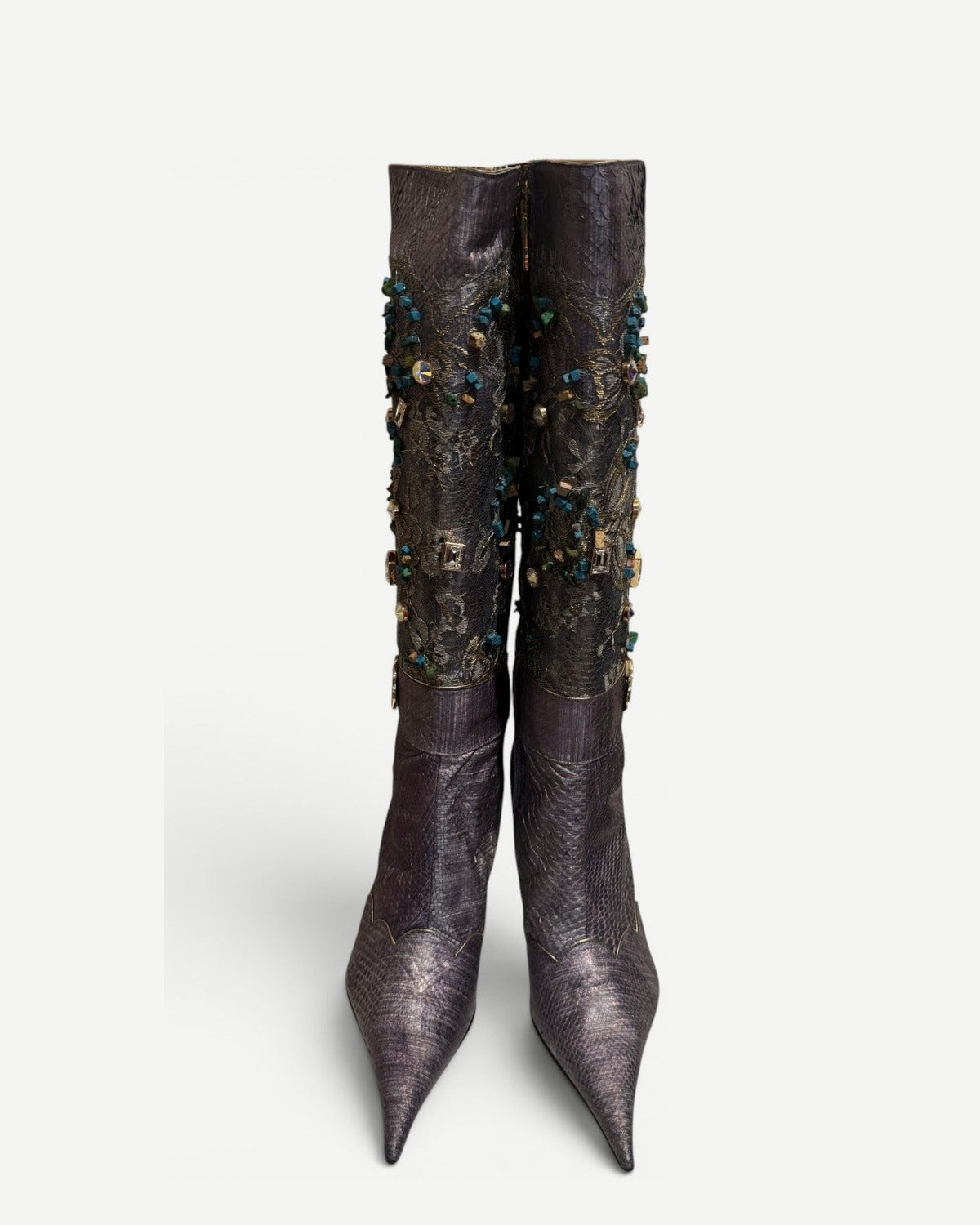 Hamlet Couture 2000s Handmade Embellished Python Boots