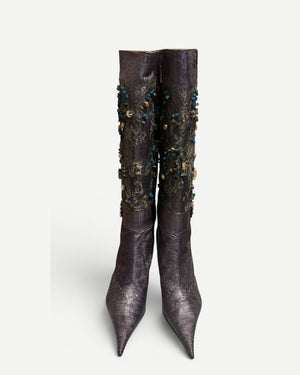 Hamlet Couture 2000s Handmade Embellished Python Boots
