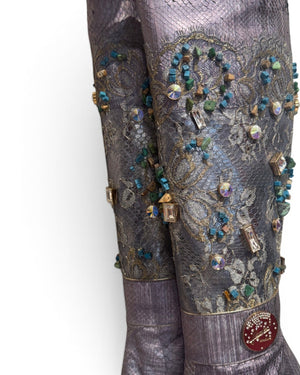 Hamlet Couture 2000s Handmade Embellished Python Boots