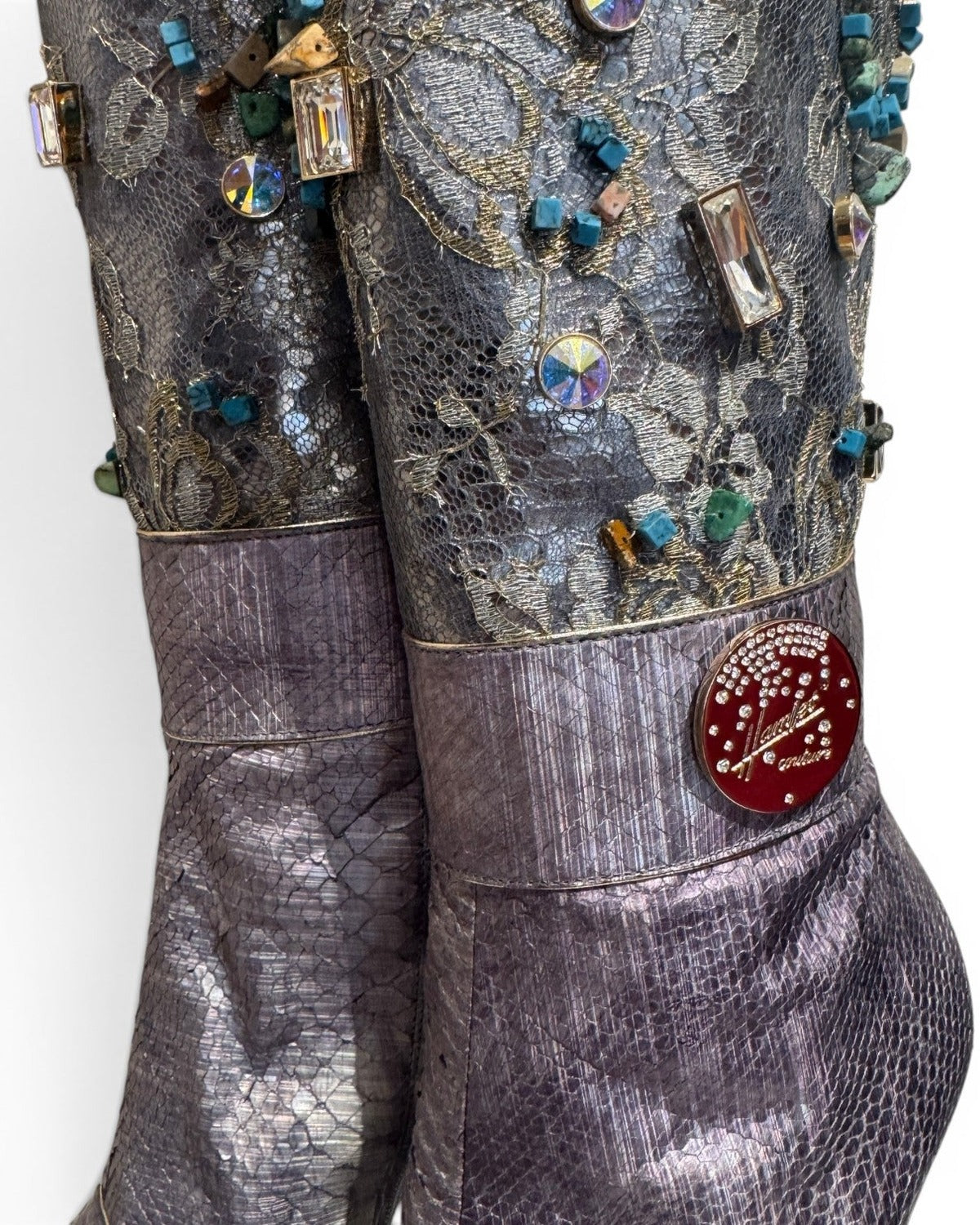 Hamlet Couture 2000s Handmade Embellished Python Boots