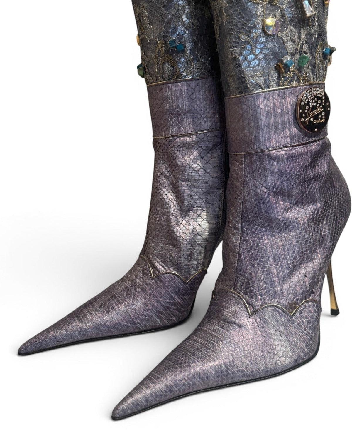 Hamlet Couture 2000s Handmade Embellished Python Boots