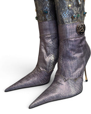 Hamlet Couture 2000s Handmade Embellished Python Boots