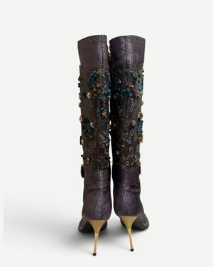 Hamlet Couture 2000s Handmade Embellished Python Boots