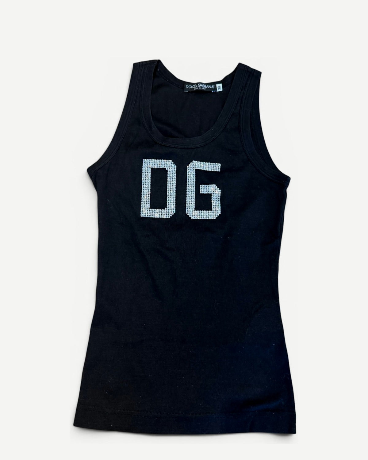Dolce & Gabbana 2000s Crystal Embellished Logo Tank Top