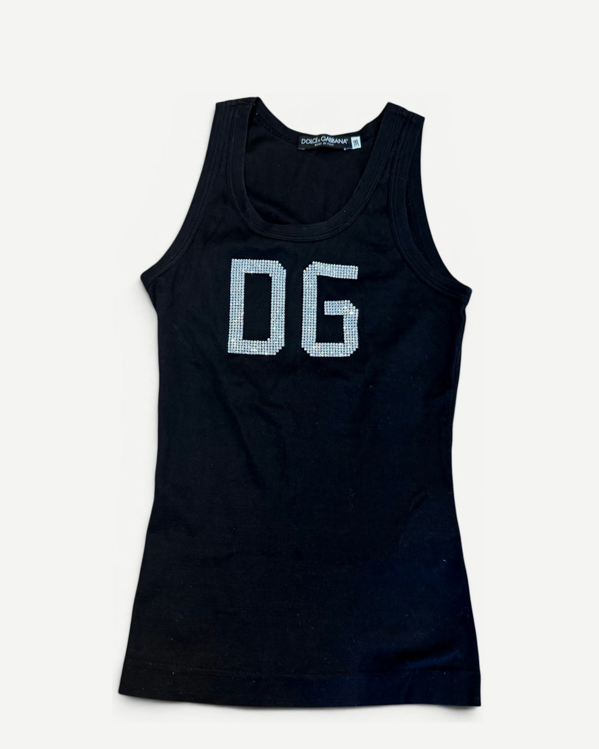 Dolce & Gabbana 2000s Crystal Embellished Logo Tank Top