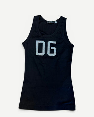 Dolce & Gabbana 2000s Crystal Embellished Logo Tank Top