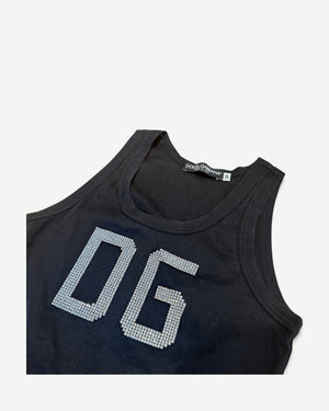 Dolce & Gabbana 2000s Crystal Embellished Logo Tank Top