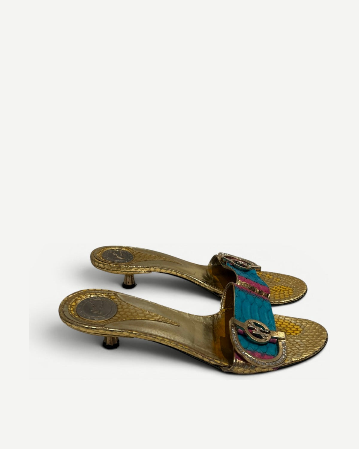 Hamlet Couture 2000s Multicolor Python Heeled Sandals