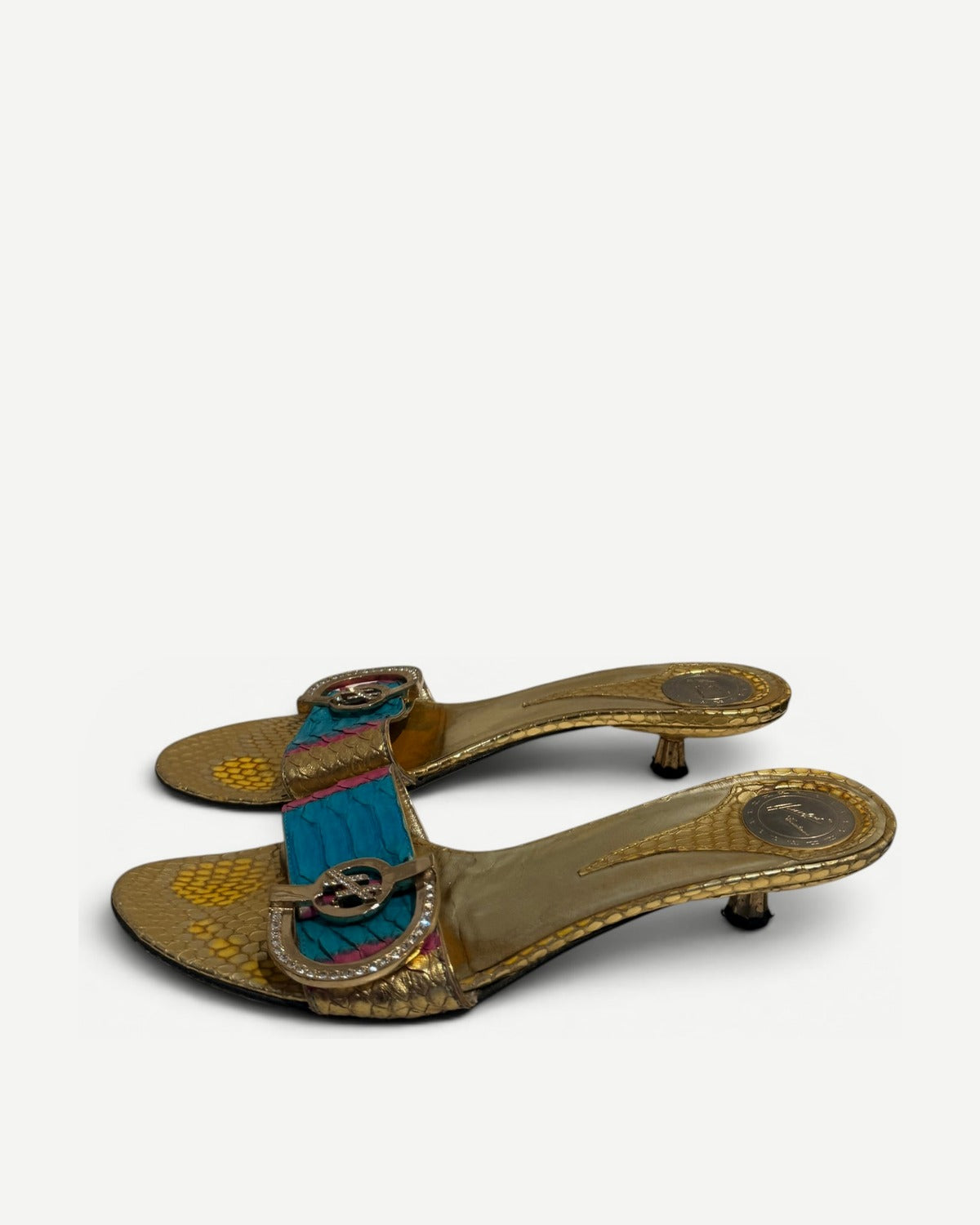 Hamlet Couture 2000s Multicolor Python Heeled Sandals