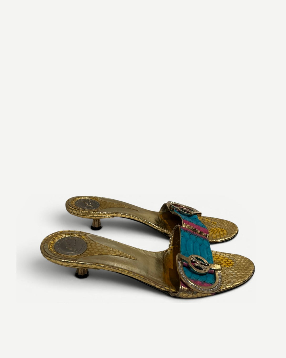 Hamlet Couture 2000s Multicolor Python Heeled Sandals