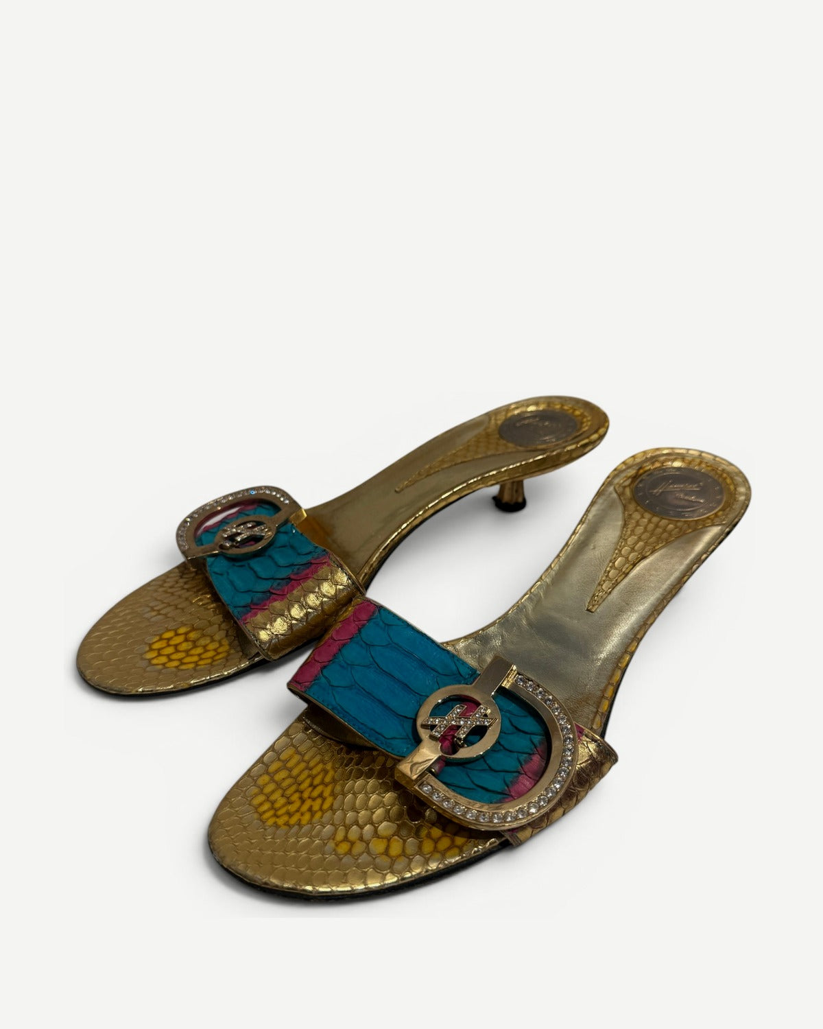 Hamlet Couture 2000s Multicolor Python Heeled Sandals