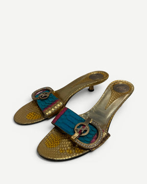 Hamlet Couture 2000s Multicolor Python Heeled Sandals