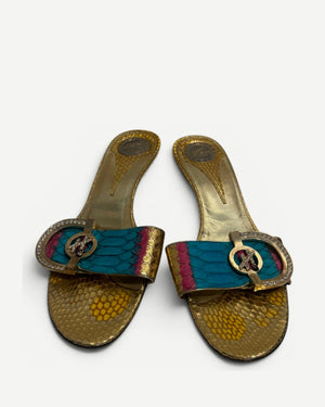 Hamlet Couture 2000s Multicolor Python Heeled Sandals
