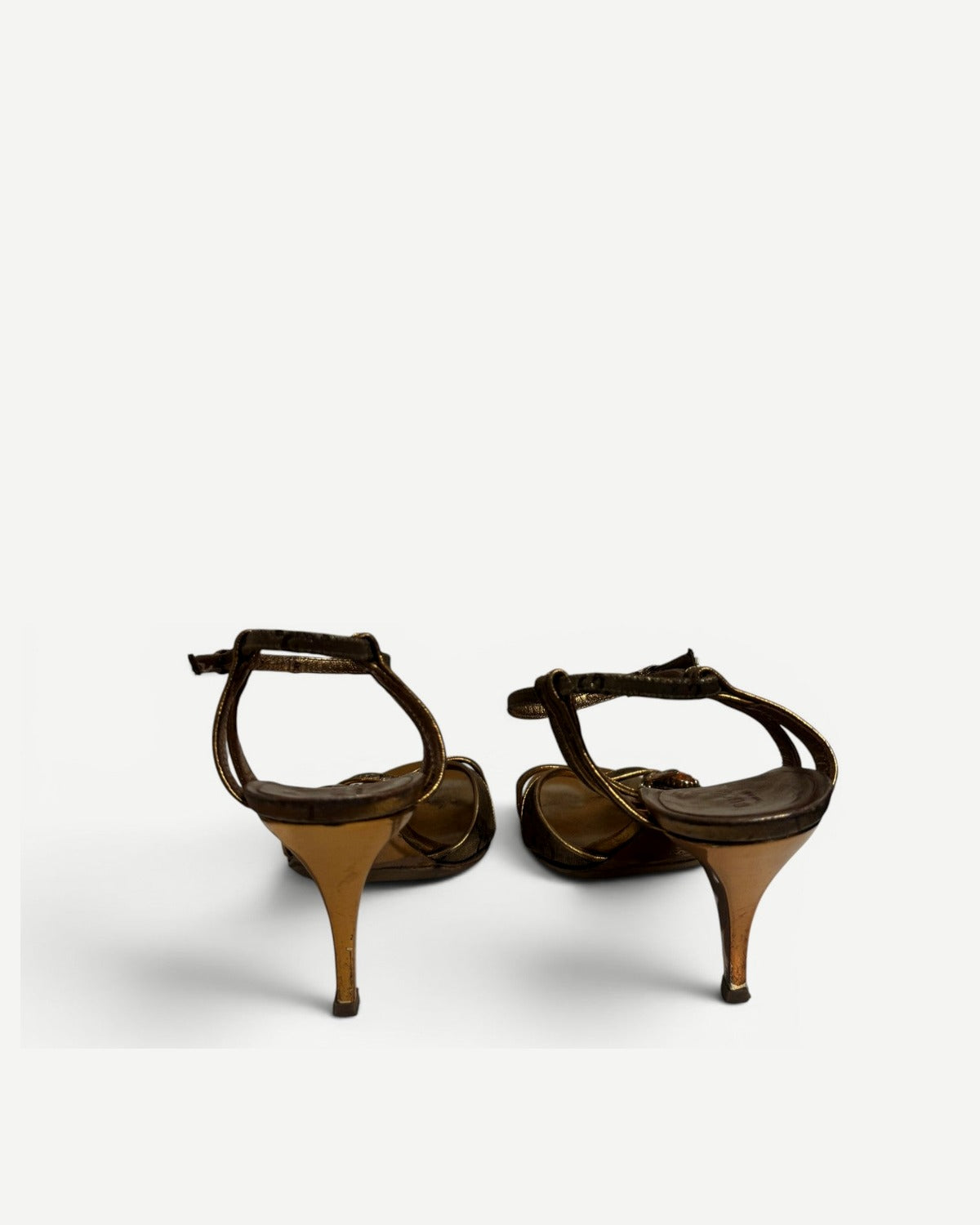 Gucci by Tom Ford SS04 Gold Monogram Bee Embellished Heels
