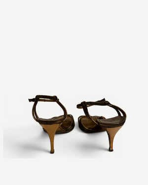 Gucci by Tom Ford SS04 Gold Monogram Bee Embellished Heels
