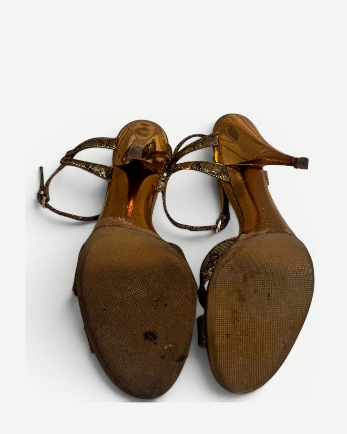 Gucci by Tom Ford SS04 Gold Monogram Bee Embellished Heels