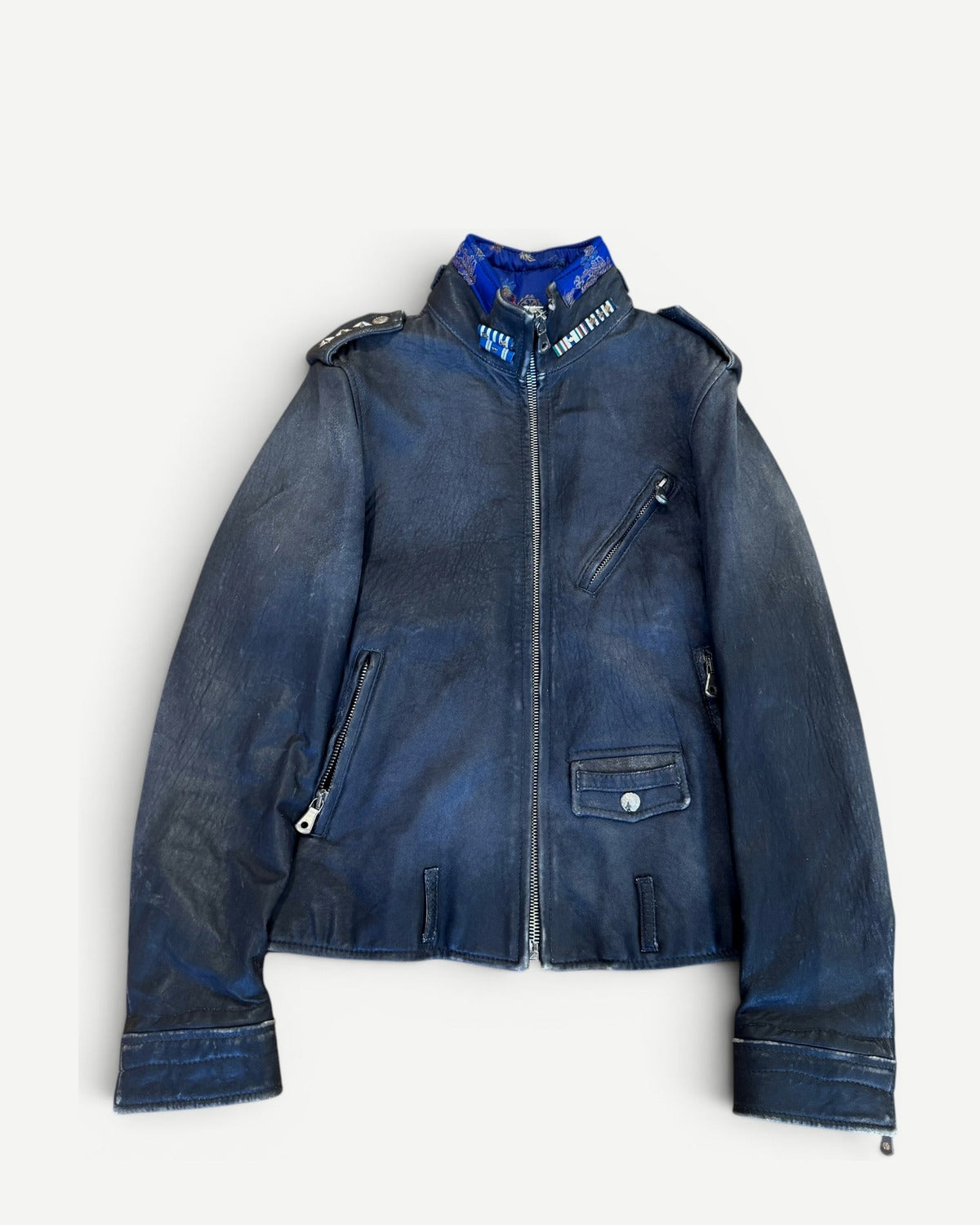 Dolce & Gabbana 2000s Distressed Officer Leather Jacket