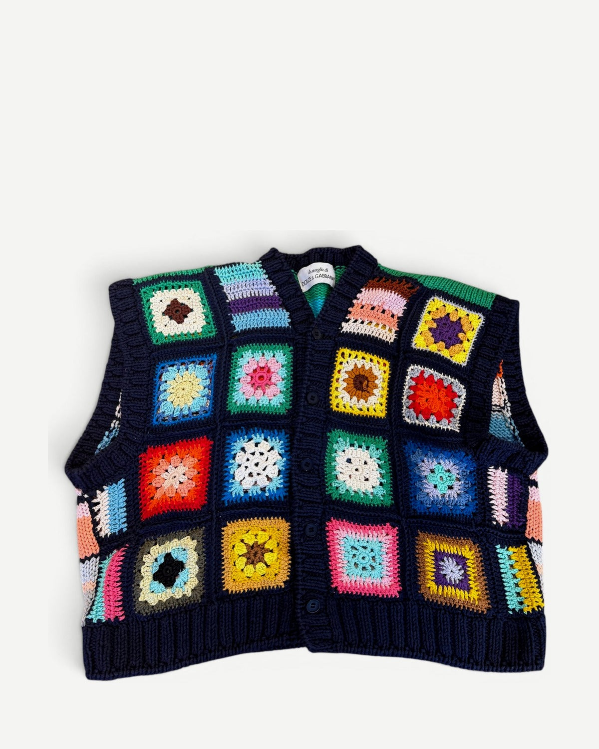 Dolce & Gabbana 90s Oversized Crochet Knit Vest