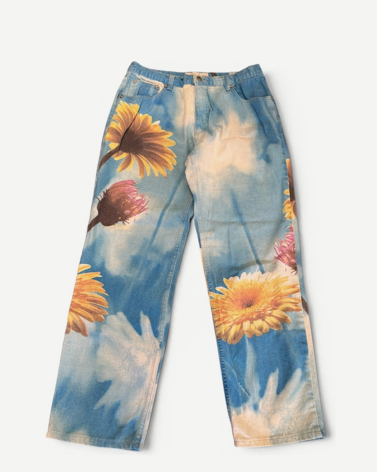 Roberto Cavalli 2000s Sky Flower Print Pants