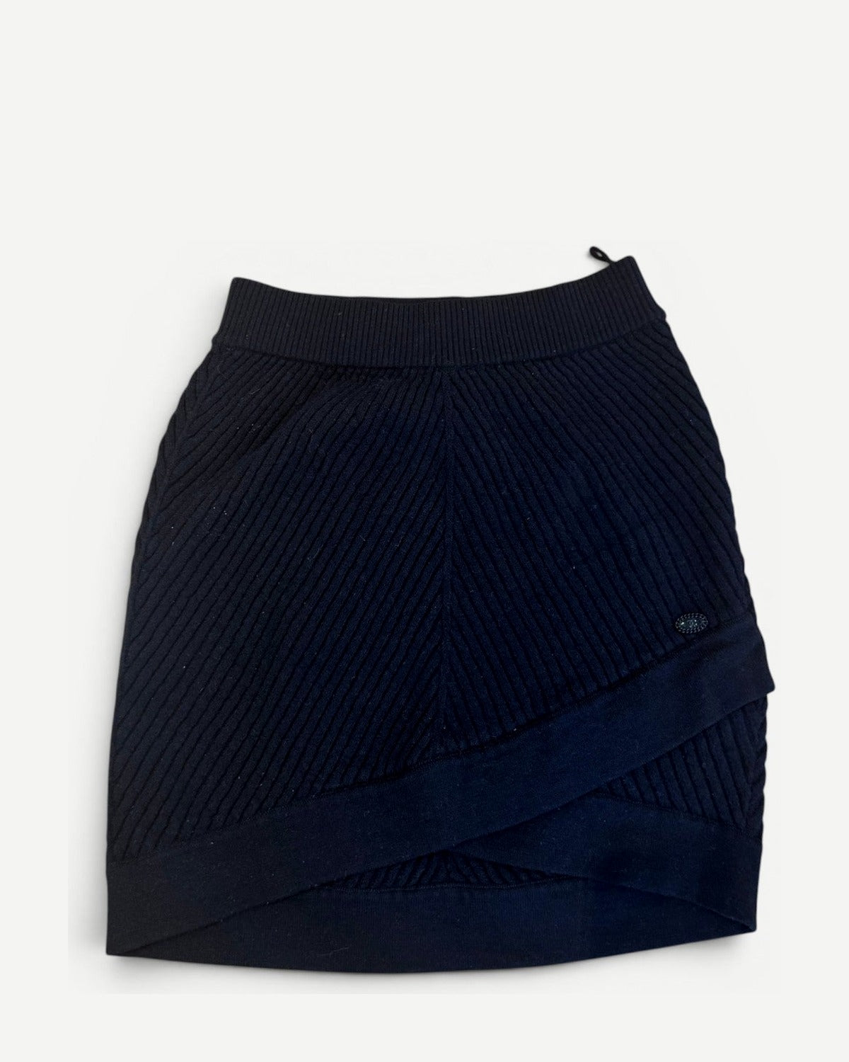 Chanel by Karl Lagerfeld AW06 Black Layered Ribbed Knit Skirt