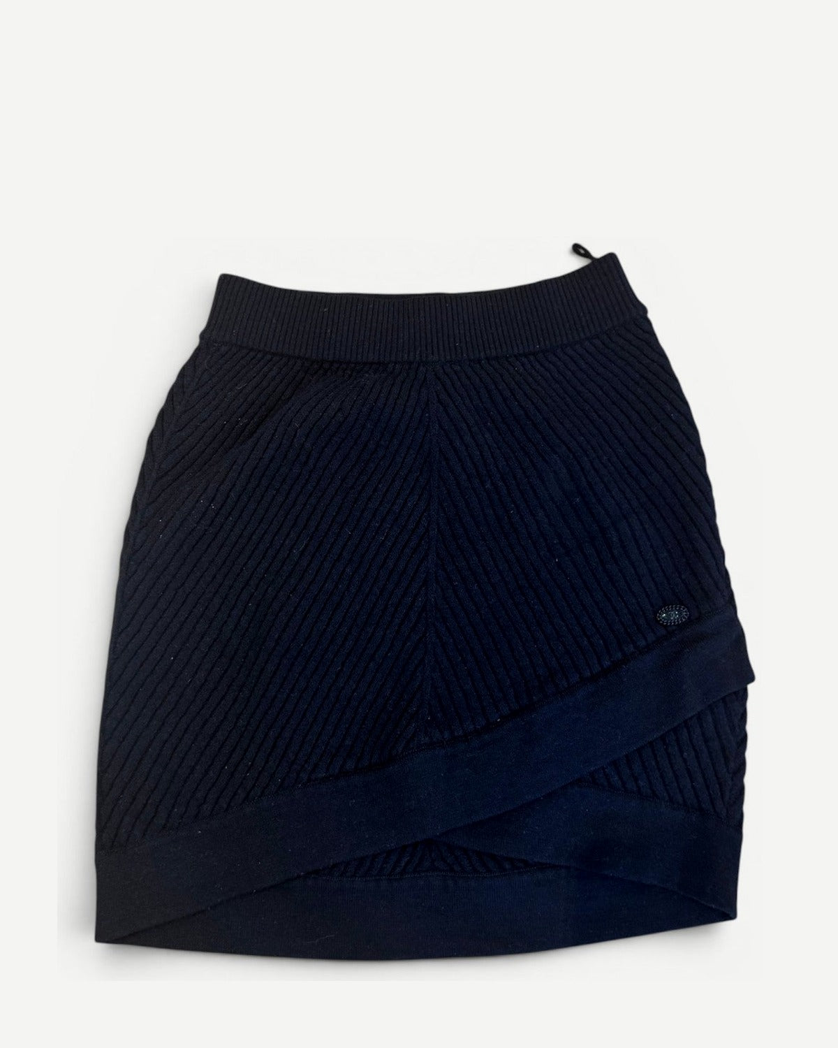 Chanel by Karl Lagerfeld AW06 Black Layered Ribbed Knit Skirt