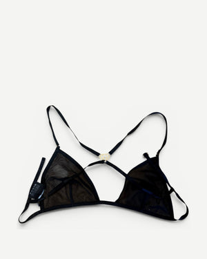 Gucci by Tom Ford SS04 Black Mesh Metal Logo Bralette