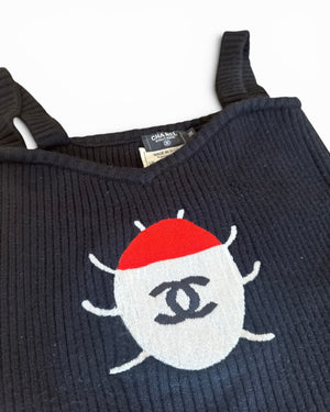 Chanel AW97 by Karl Lagerfeld Lady Bug Logo Cashmere Knit Top