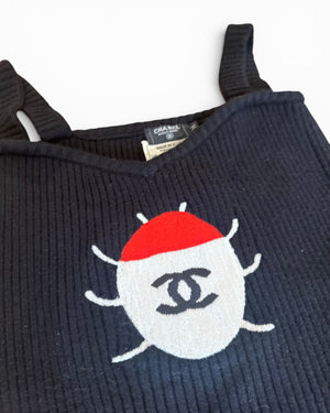 Chanel AW97 by Karl Lagerfeld Lady Bug Logo Cashmere Knit Top