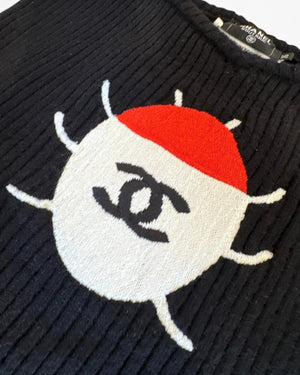 Chanel AW97 by Karl Lagerfeld Lady Bug Logo Cashmere Knit Top