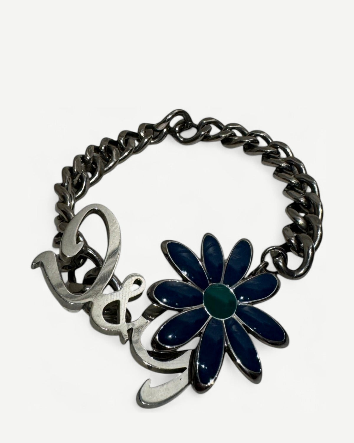 Dolce & Gabbana 2000s Floral Logo Chain Bracelet