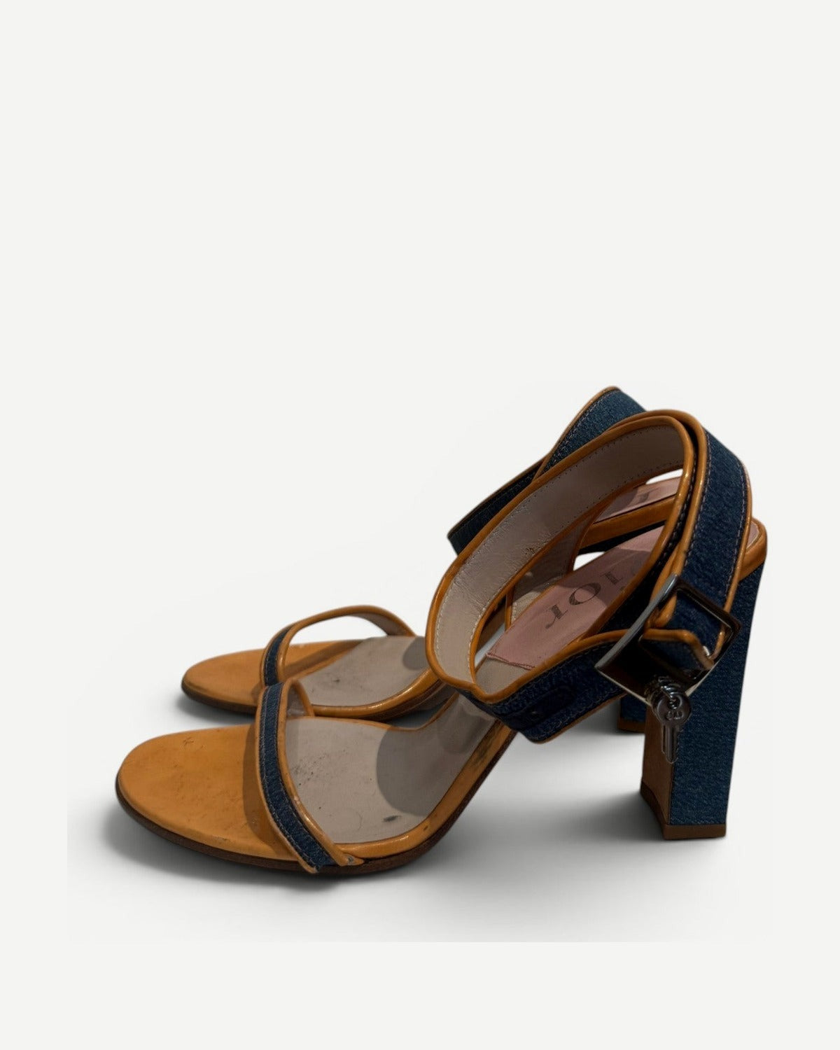 Christian Dior by John Galliano 2000s Denim Strap Heeled Sandals