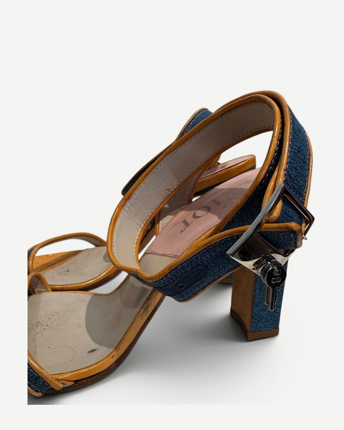 Christian Dior by John Galliano 2000s Denim Strap Heeled Sandals