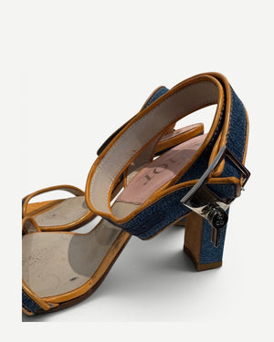 Christian Dior by John Galliano 2000s Denim Strap Heeled Sandals