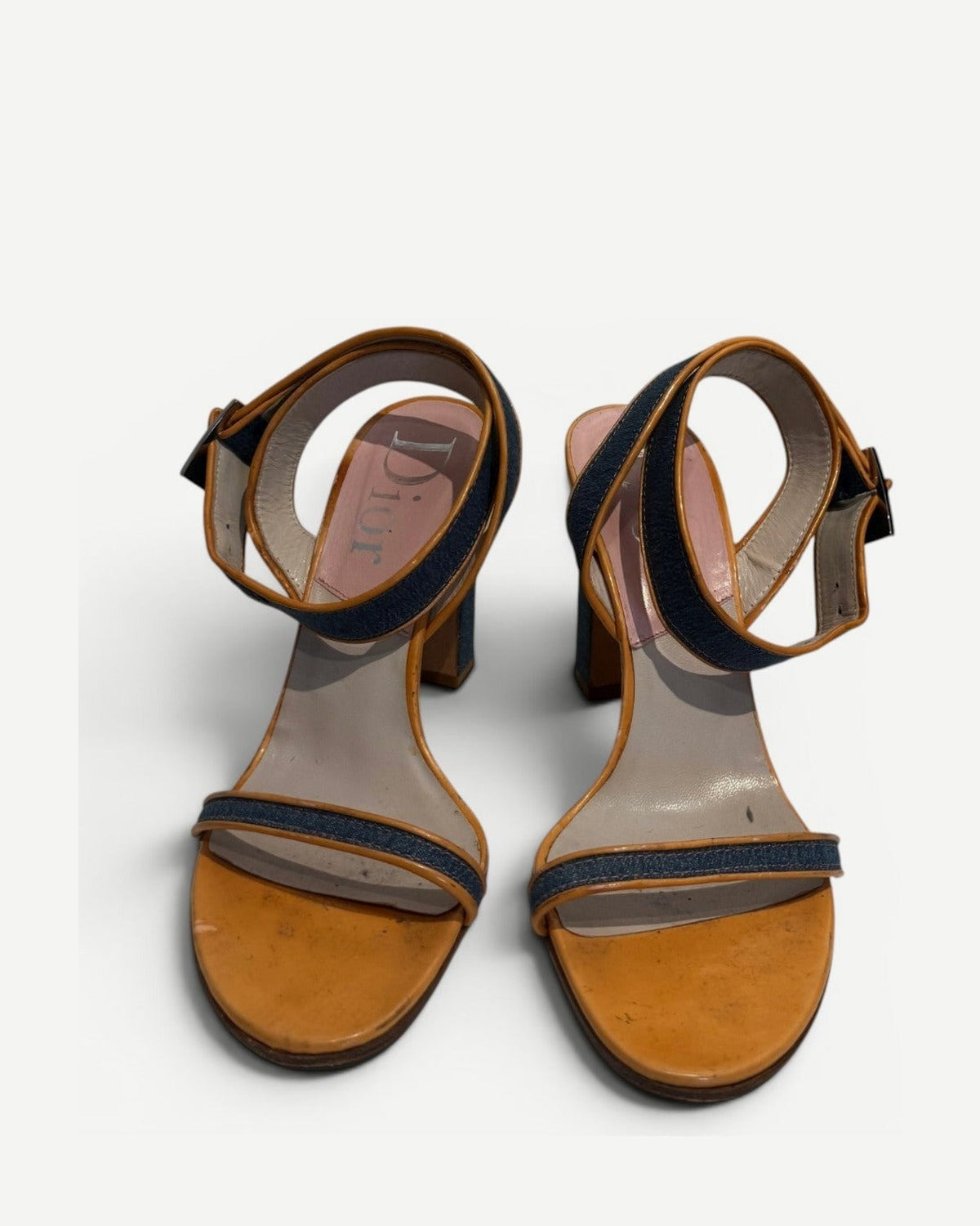 Christian Dior by John Galliano 2000s Denim Strap Heeled Sandals