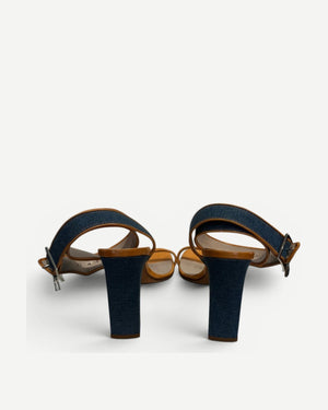 Christian Dior by John Galliano 2000s Denim Strap Heeled Sandals