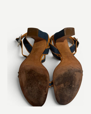 Christian Dior by John Galliano 2000s Denim Strap Heeled Sandals