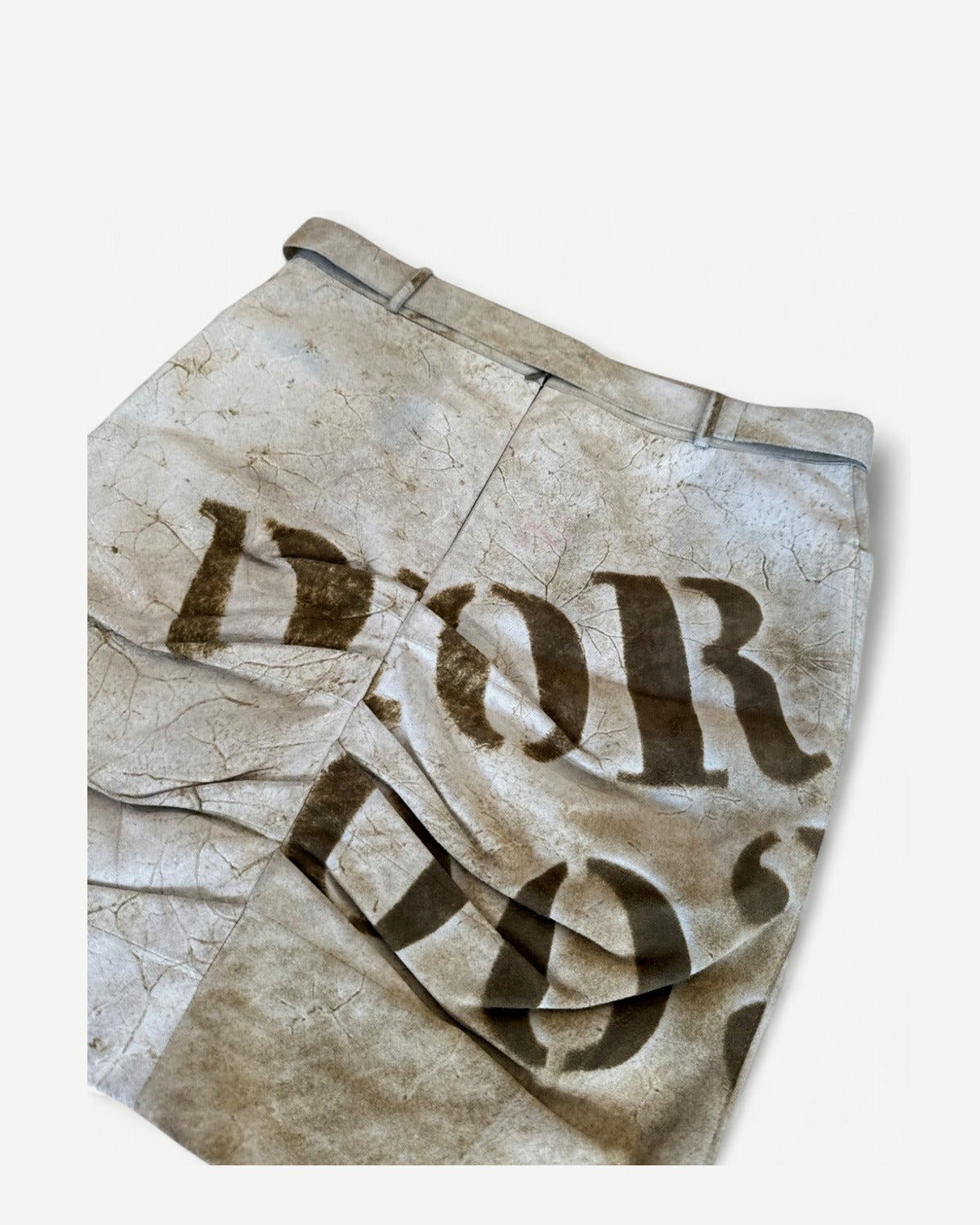 Christian Dior SS03 by John Galliano Burnt Suede Logo Skirt