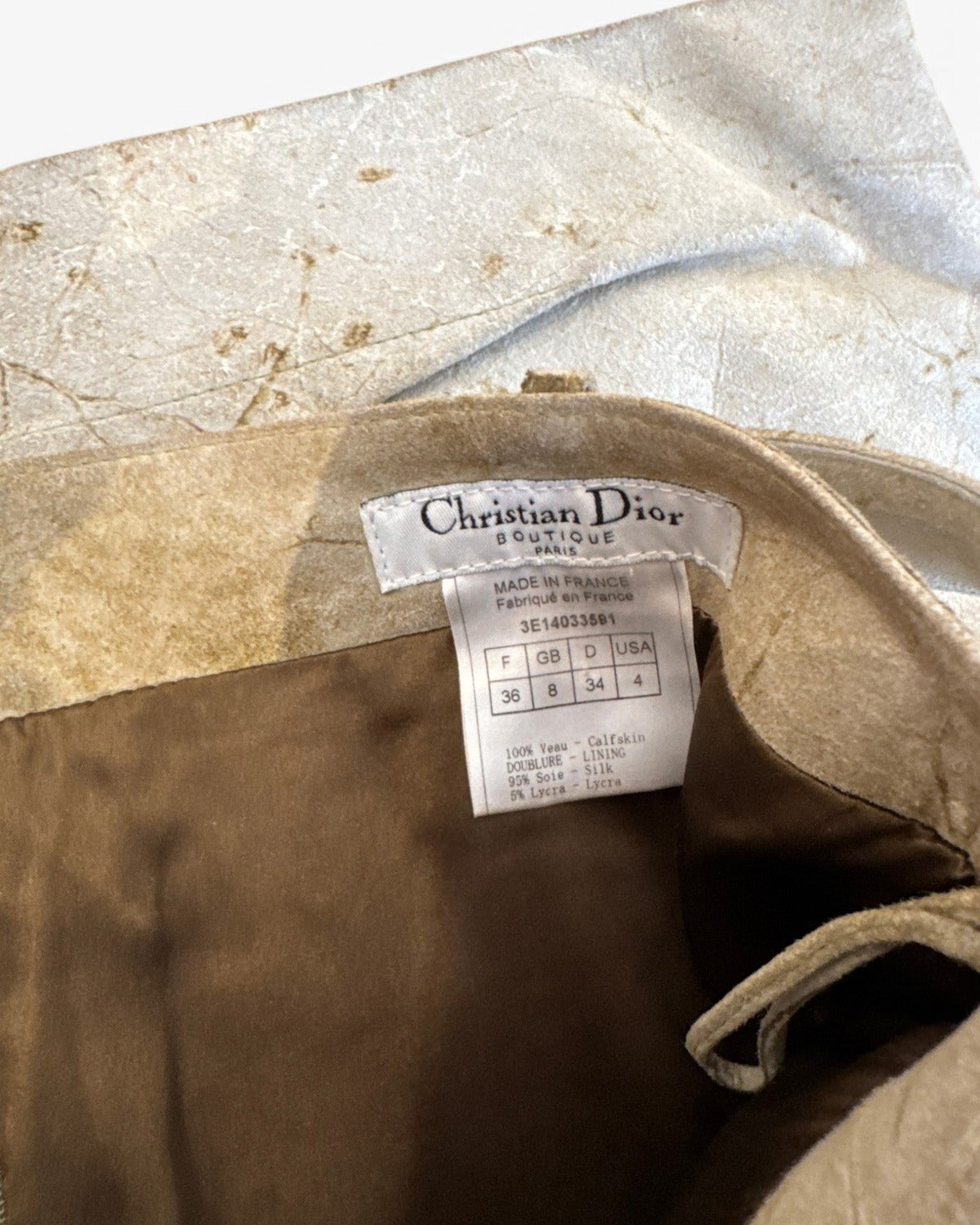 Christian Dior SS03 by John Galliano Burnt Suede Logo Skirt