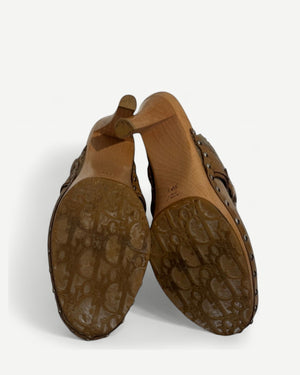 Christian Dior 2000s by John Galliano Shearling Suede Heeled Clogs