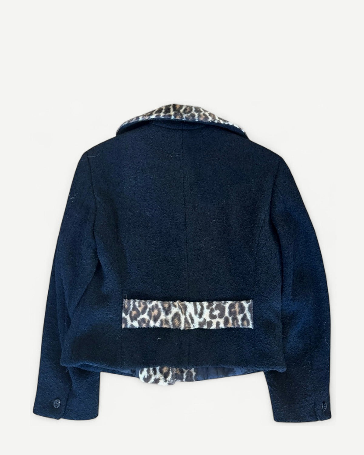 Dolce & Gabbana 2000s Leopard Fake Fur Fuzzy Black Jacket
