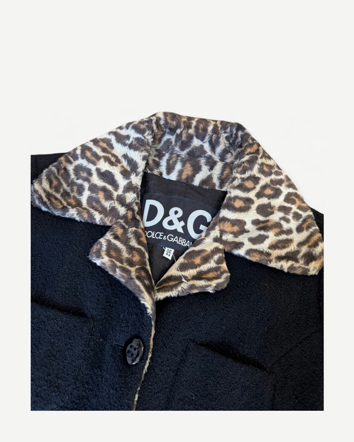 Dolce & Gabbana 2000s Leopard Fake Fur Fuzzy Black Jacket