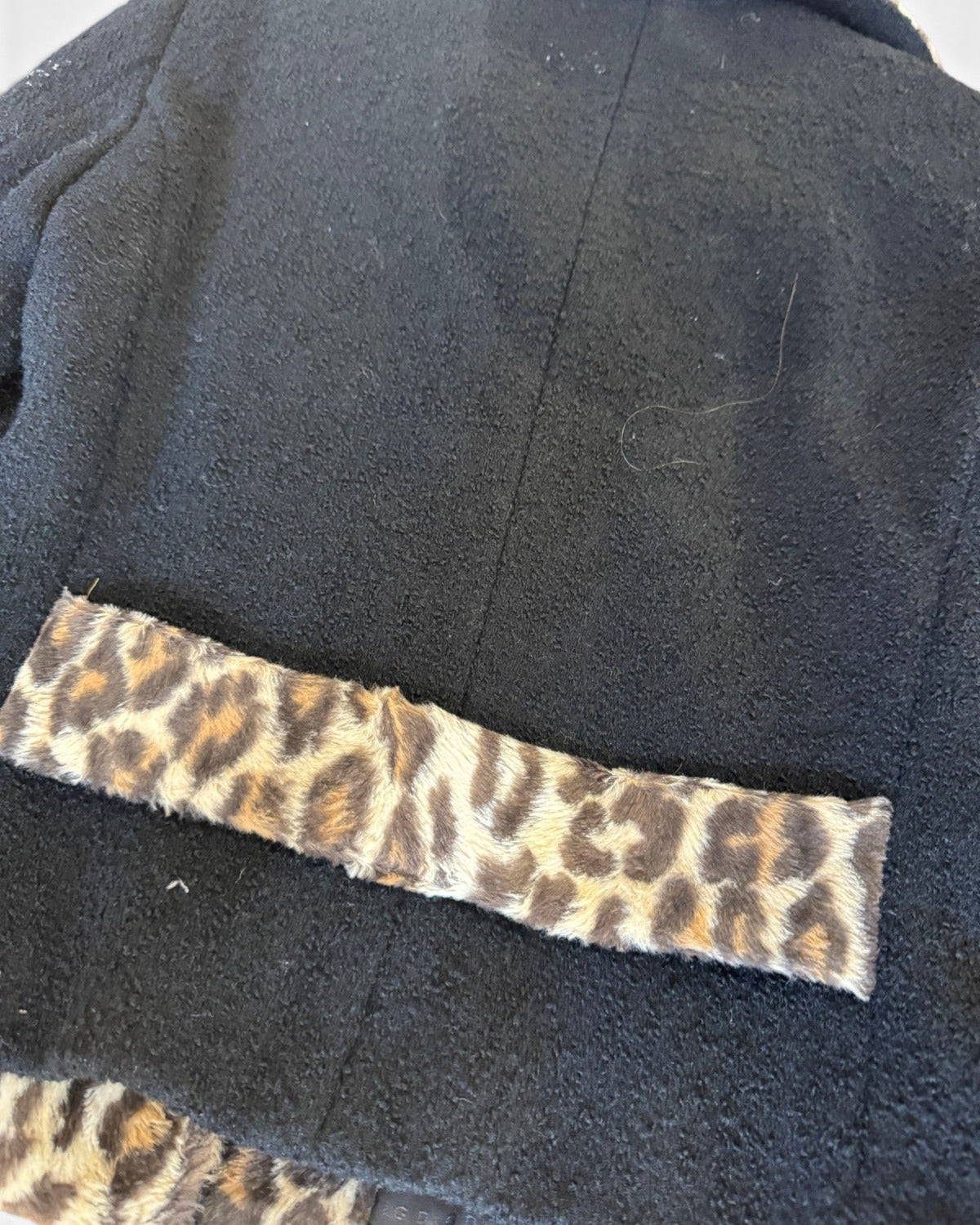 Dolce & Gabbana 2000s Leopard Fake Fur Fuzzy Black Jacket