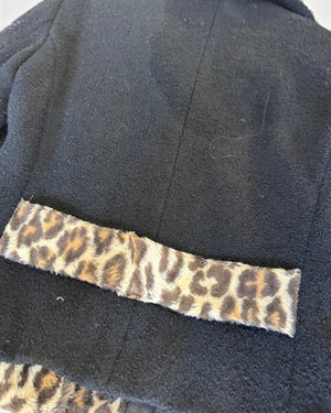 Dolce & Gabbana 2000s Leopard Fake Fur Fuzzy Black Jacket