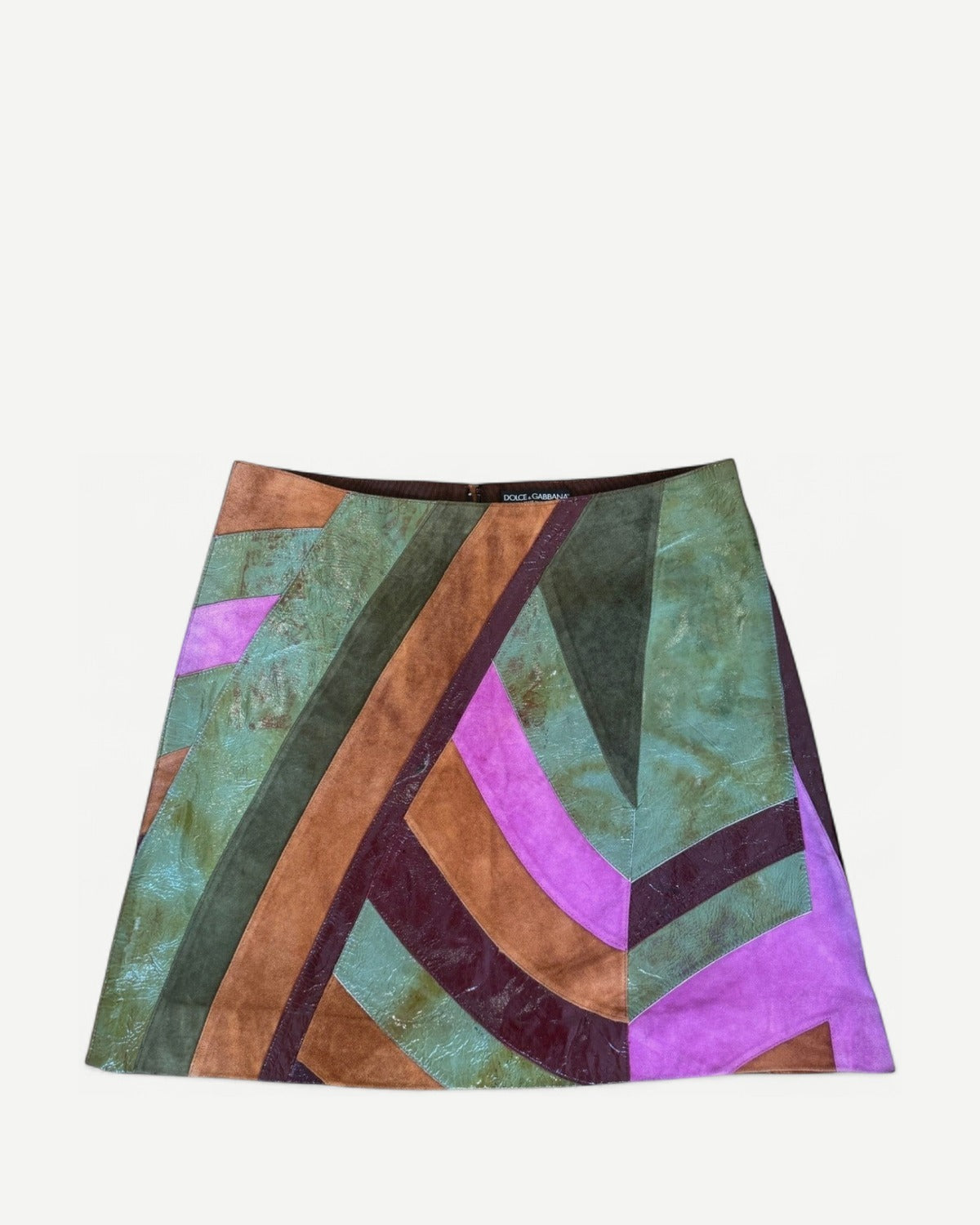 Dolce & Gabbana 90s Leather Patchwork Skirt