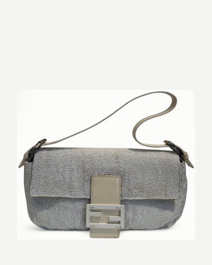 Fendi 2000s by Karl Lagerfeld Cream White Beaded Baguette Bag