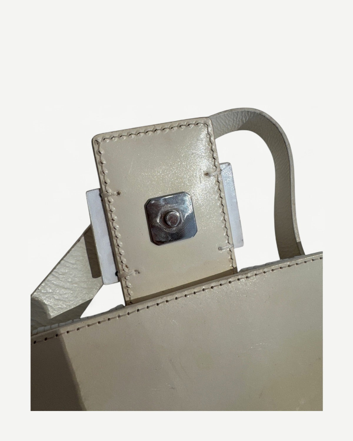 Fendi 2000s by Karl Lagerfeld Cream White Beaded Baguette Bag