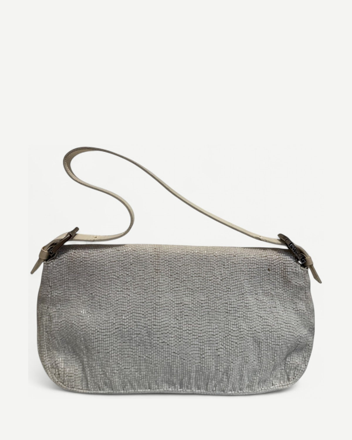Fendi 2000s by Karl Lagerfeld Cream White Beaded Baguette Bag