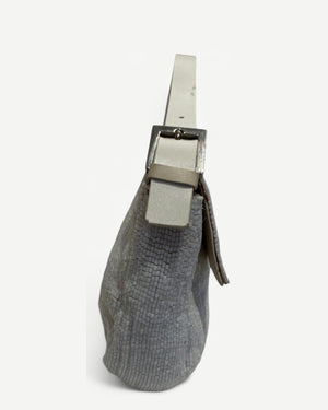 Fendi 2000s by Karl Lagerfeld Cream White Beaded Baguette Bag